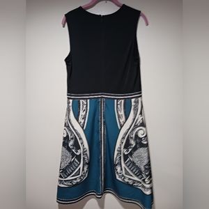 Final $4 DNKY "Sleeveless Full Bottom Dress" Sz. 8 Black / Turquoise.